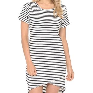 STRIPE SHORT SLEEVE TULIP BOTTOM DRESS